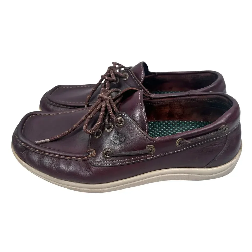 SAS Decksider Lace Up Boat Shoes Men’s 8.5 W New Briar Leather Comfort‎ Cordovan